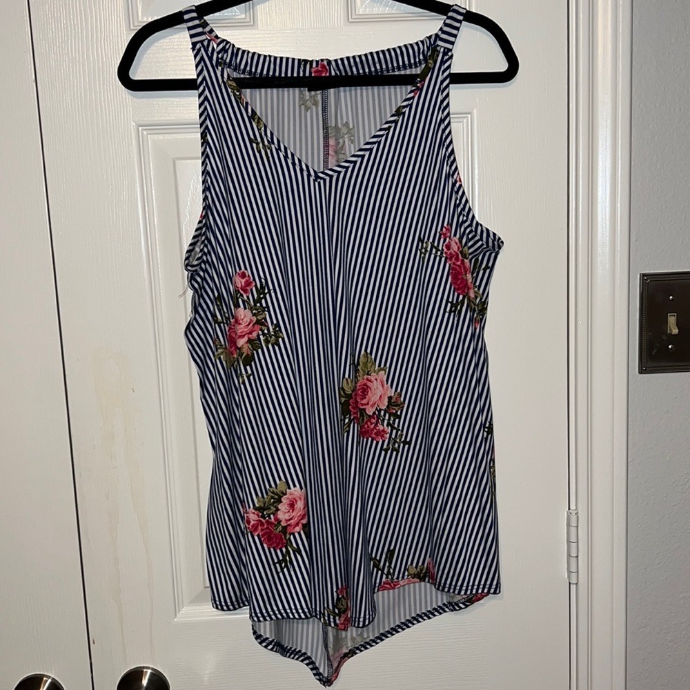 Striped Floral Tank Top